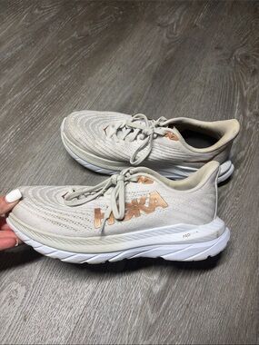 HOKA Women's Neutral Running Shoes in Light Beige 7.5